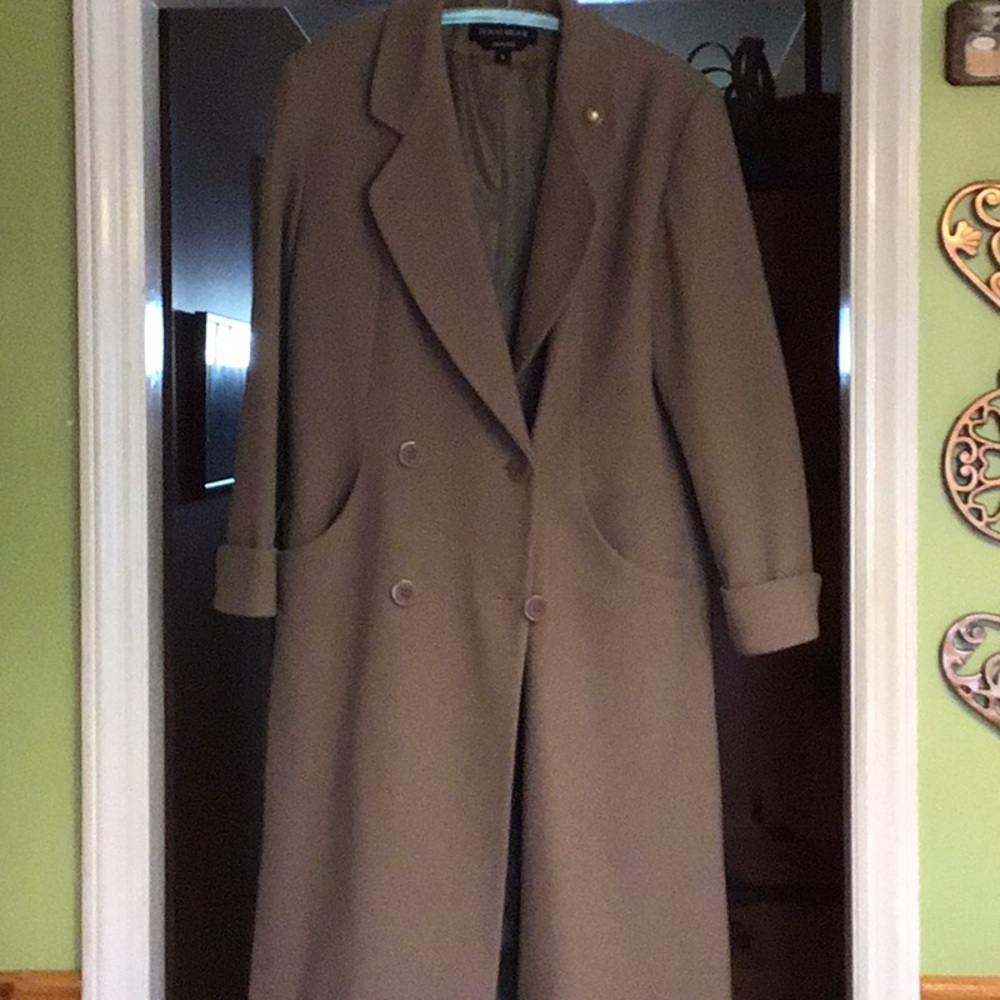 wool taupe trench coat